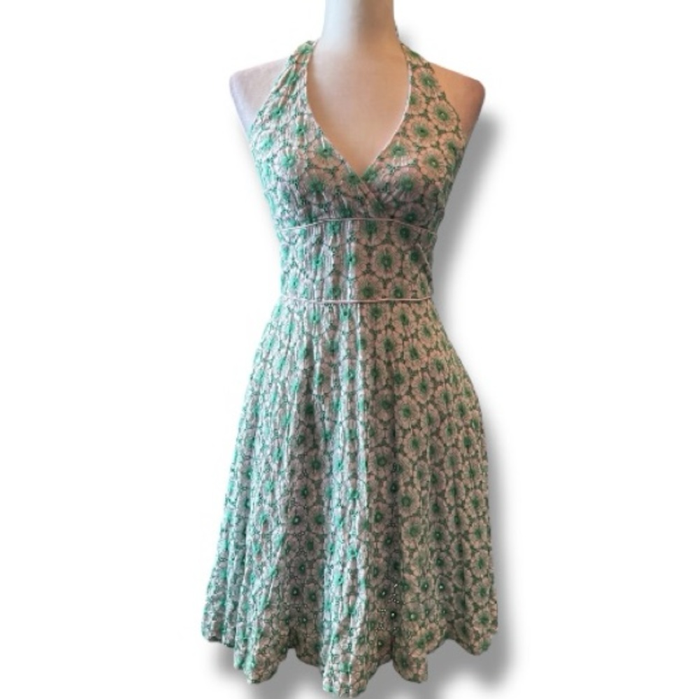 Lilly Pulitzer Willa Green Eyelet Palm Beach Halter midi  Dress size 4